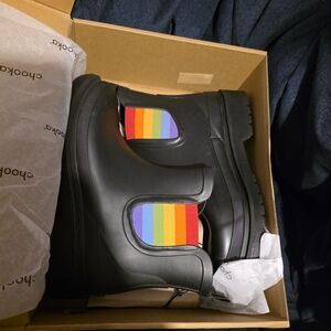 Chooka Black Boots with Colorful Elastic